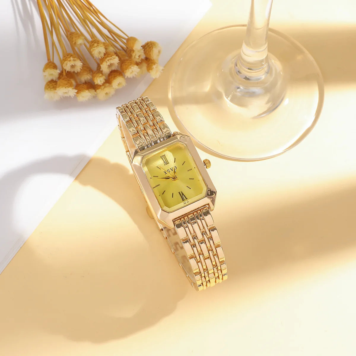 Women's Simple Square Crystal Bracelet Watch High Quality Steel Strap Quartz Chain Glass Stylish Schoolgirl Stainless Steel