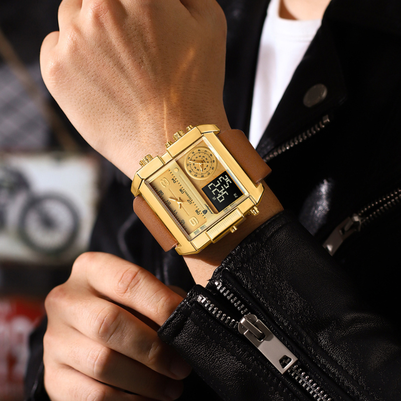 Vantage One | Gold Digital-Analog Watch (Bold, tech-inspired)