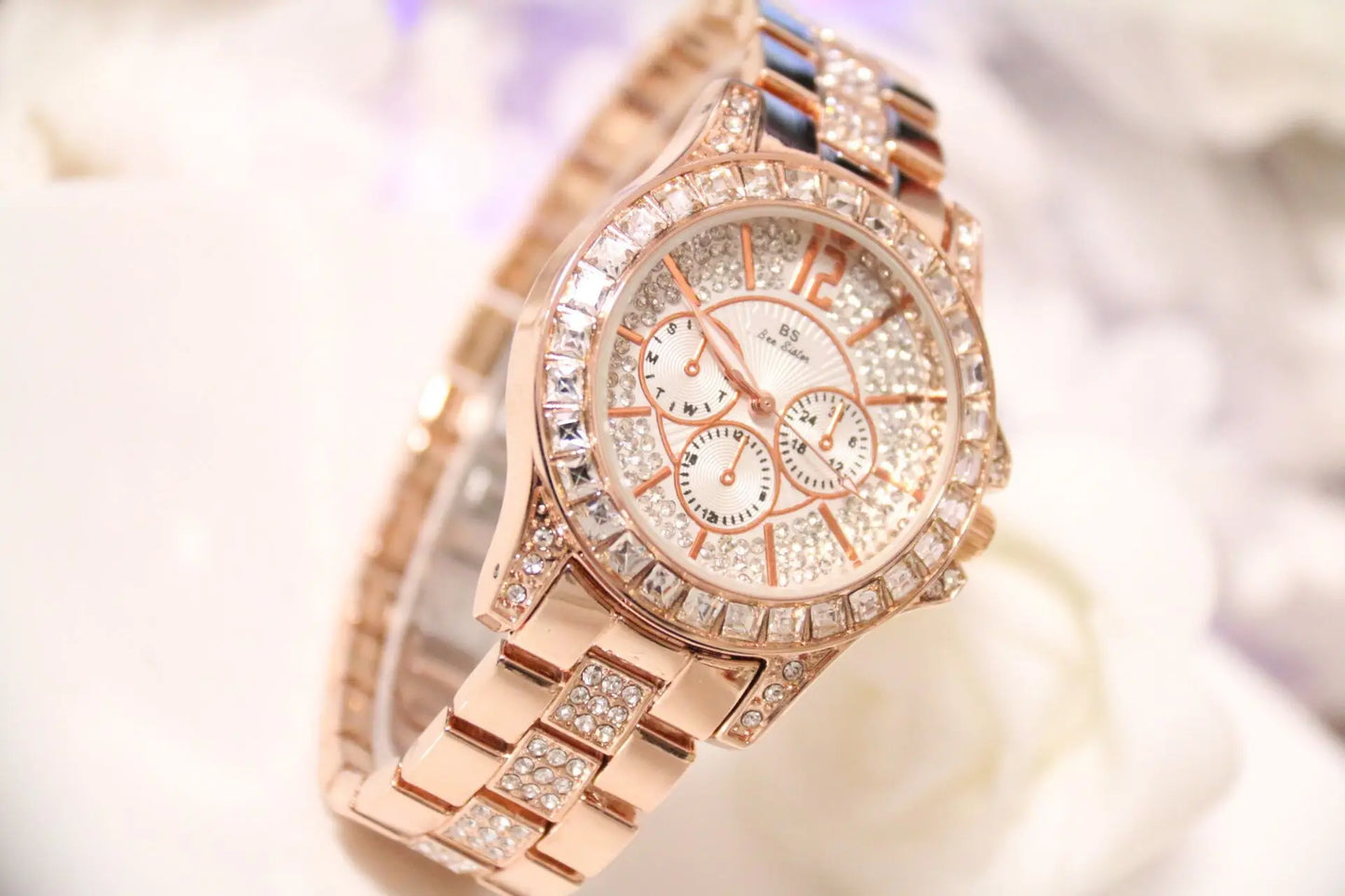 Top Brand Bs Bee Sister Women Watches Quartz Diamond Luxury Watch Fashion Wristwatch Crystal Jewelry Rose Gold Girls Watch