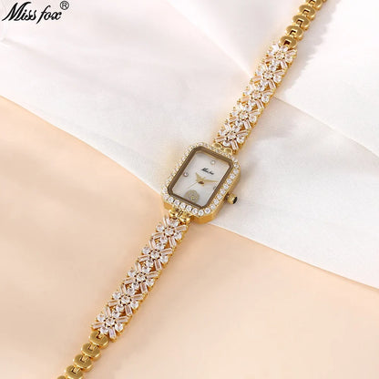 Fashion Sophisticated Small Dial Quartz Watch Diamond Inlay Stainless Steel Square Quartz Watch for Women