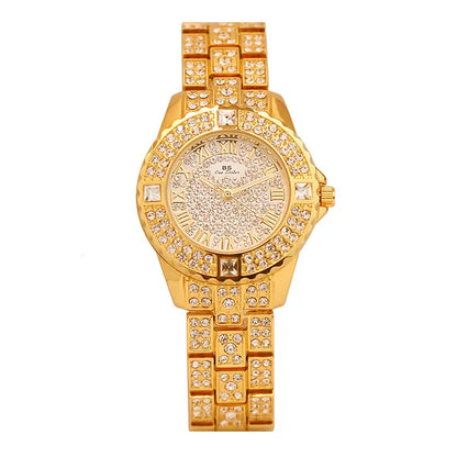 Hot Selling Ladies Quartz Watch with Rhinestone Trend Women Watches Stainless Steel Band Small Dial Digital Clock Wristwatch