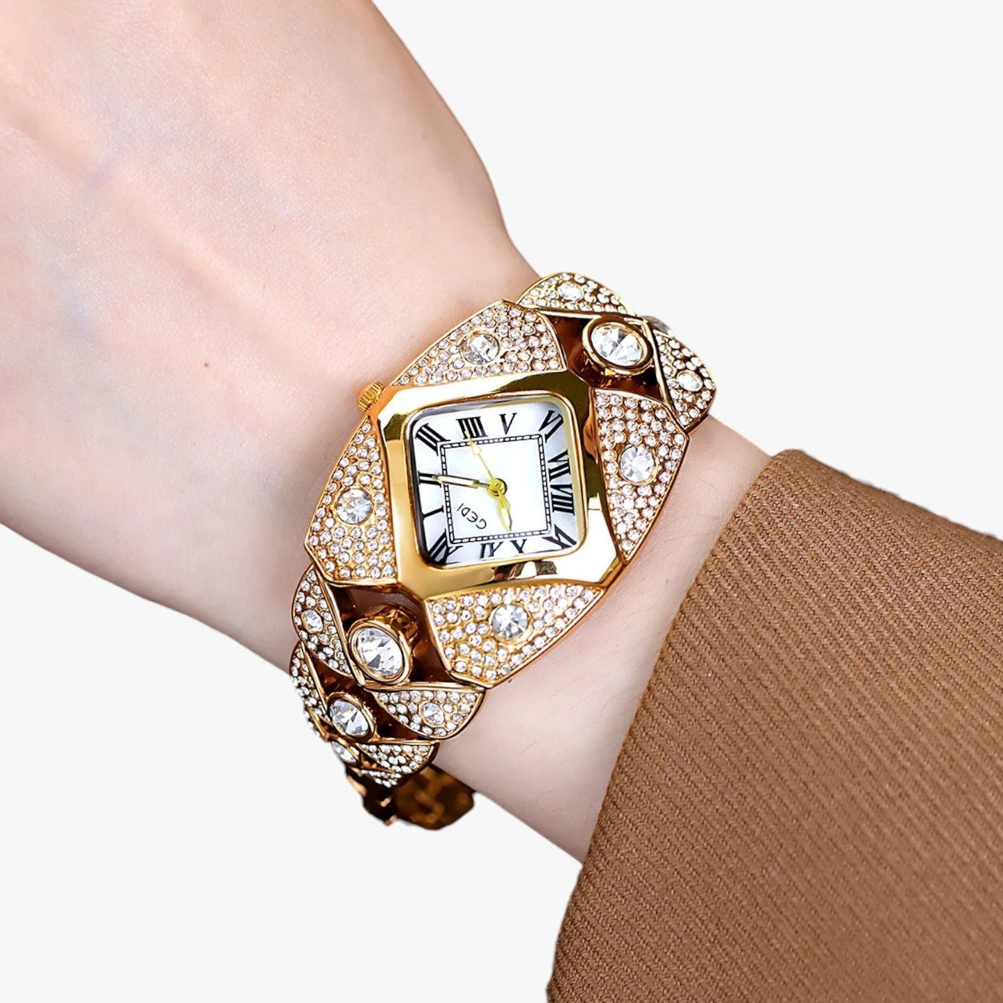 Aurelia Luxe | Gold & Diamond-Inspired Watch