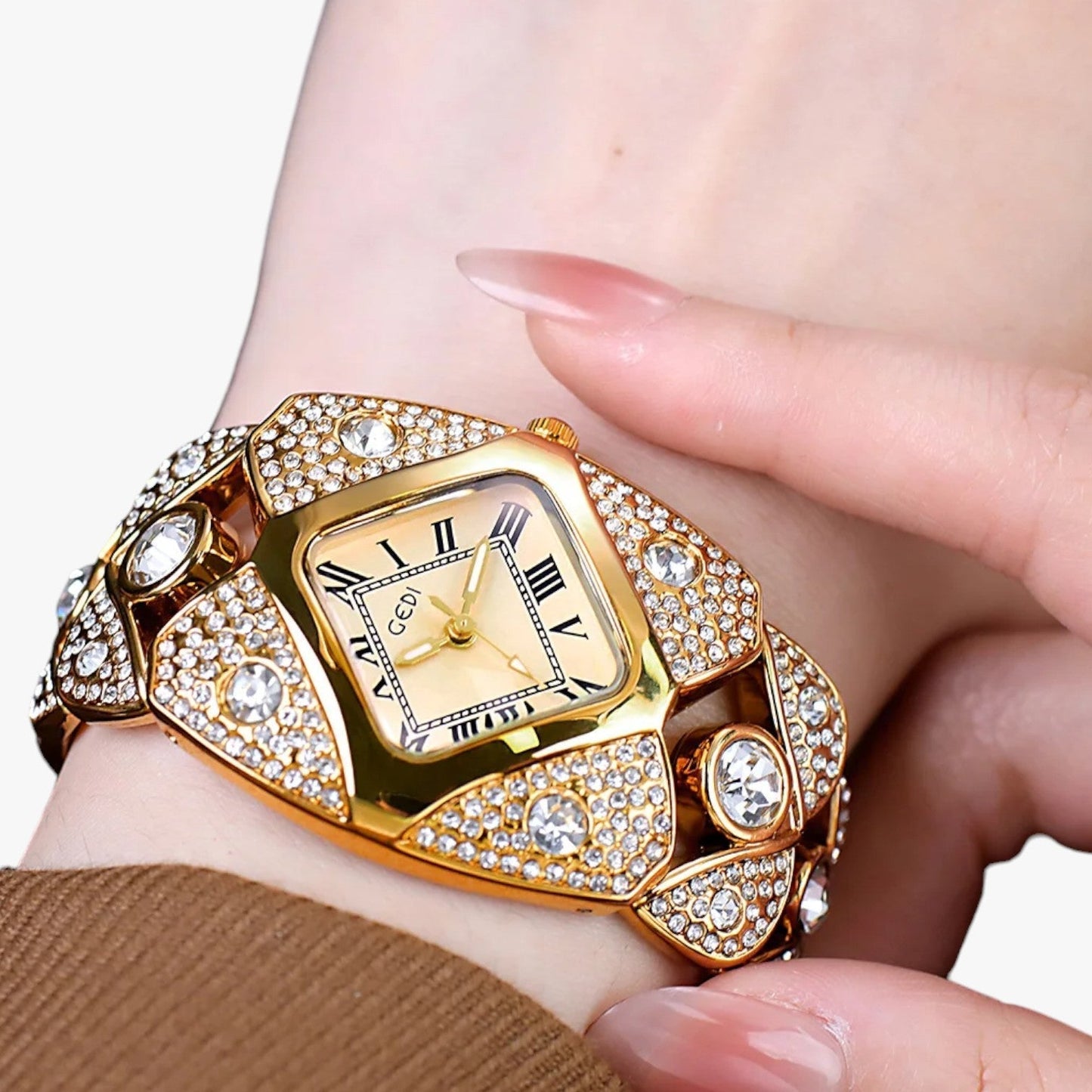 Aurelia Luxe | Gold & Diamond-Inspired Watch