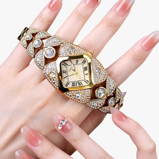 Aurelia Luxe | Gold & Diamond-Inspired Watch