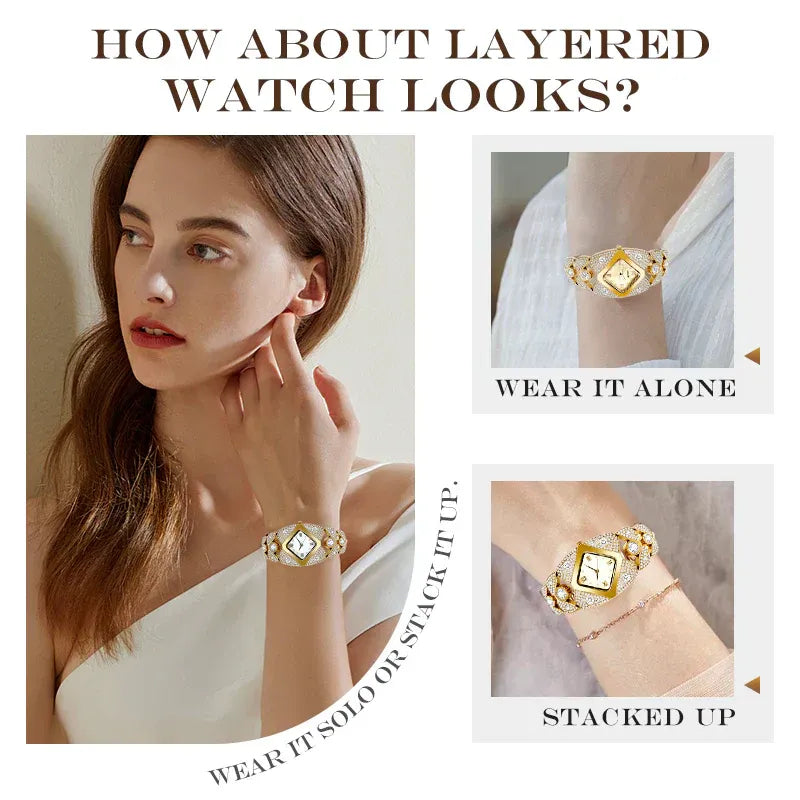Aurelia Luxe | Gold & Diamond-Inspired Watch